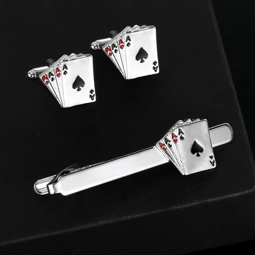 Men's Poker Cufflinks and Tie Clip by GJG Denim