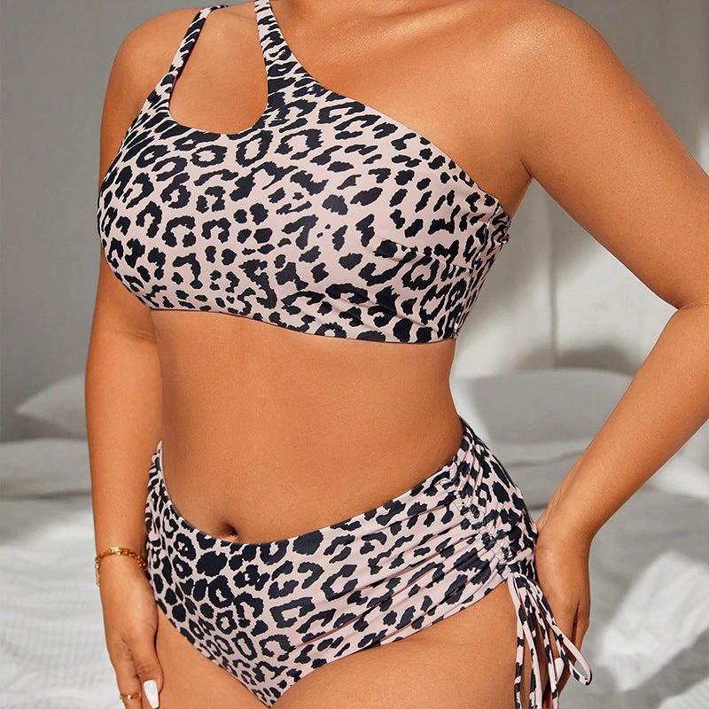 Swimsuit Leopard Print Fashion Plus Size Bikini Swimsuit by GJG Denim
