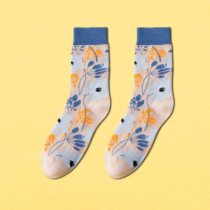 Men's Mid-calf Length Casual Cartoon Foot Socks by GJG Denim
