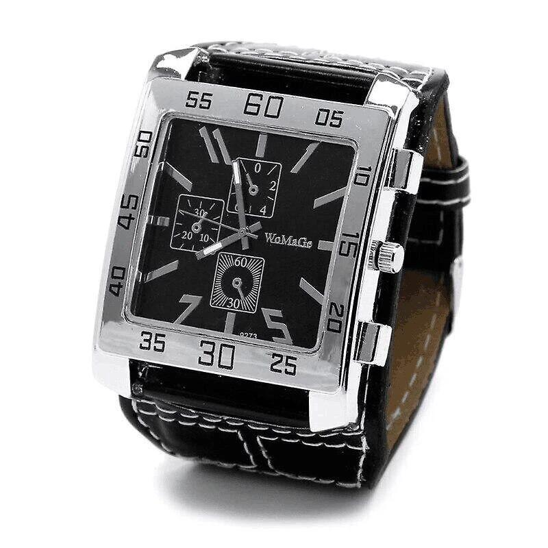 Men's Stylish And Cool Military-style Watch Square Dial Simulated Three-layer Design by GJG Denim