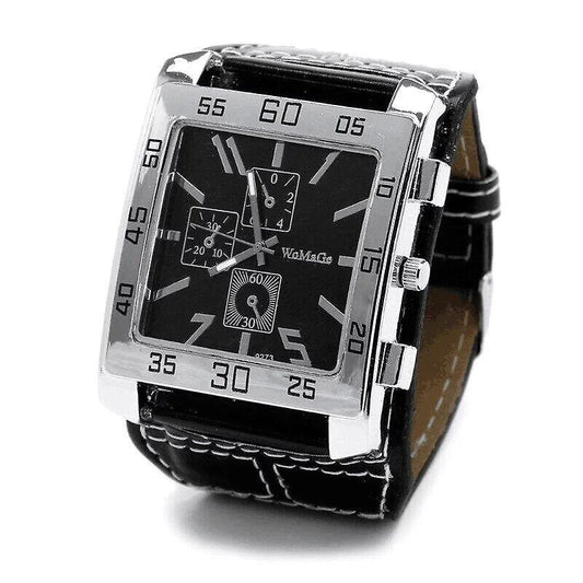 Men's Stylish And Cool Military-style Watch Square Dial Simulated Three-layer Design by GJG Denim