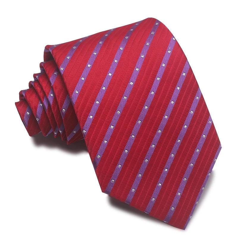 Men's 8CM Polyester Jacquard Striped Ties by GJG Denim
