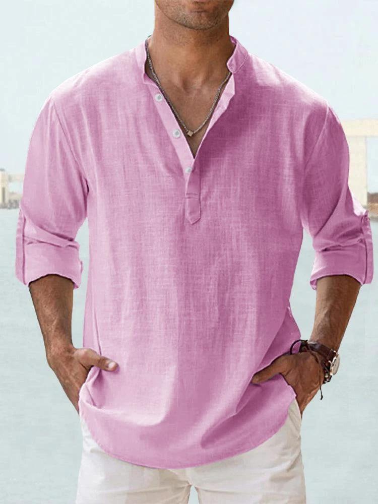 Men's Casual Cotton Linen Loose Shirts by GJG Denim