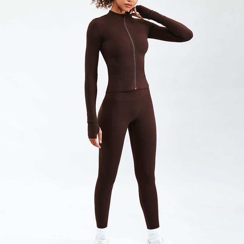 Nude Feel Yoga Long-sleeve Zipper Workout Clothes Suit by GJG Denim