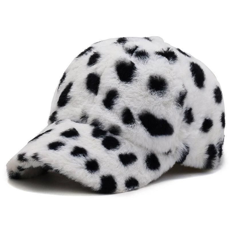Fashion Leopard Fleece Baseball All-matching Peaked Cap by GJG Denim