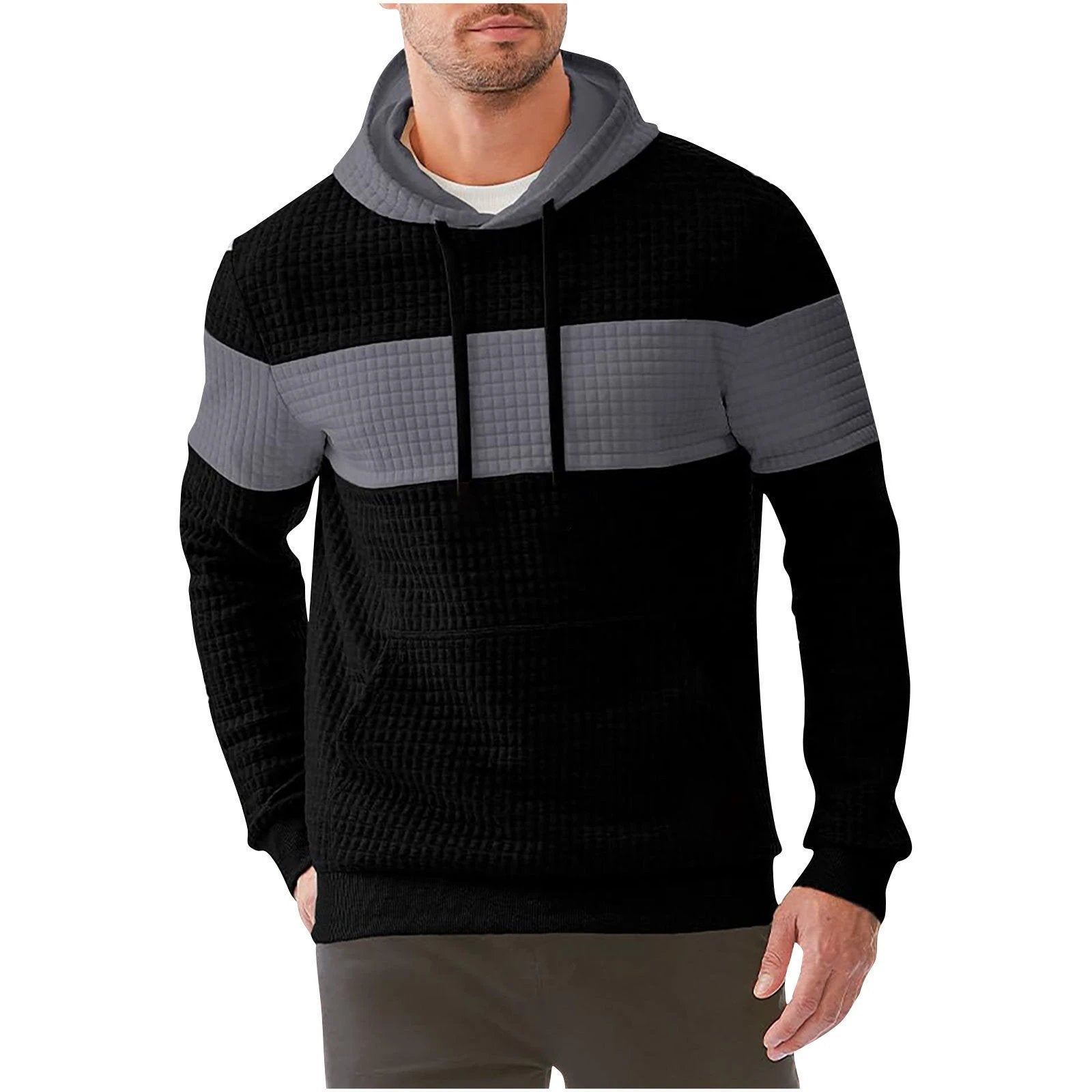 Men's Hooded Long-sleeved Sweater w/ Drawstring by GJG Denim