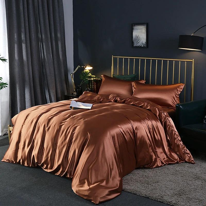 Pure-color Double-sided Silk Quilt Cover Four-piece Set by GJG Denim