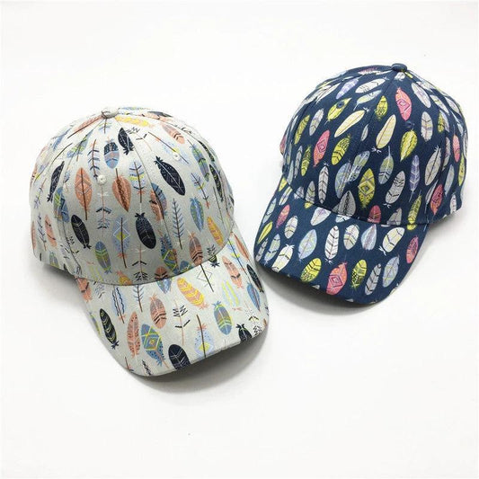 Women's Fashion Leaf Print Baseball Cap by GJG Denim