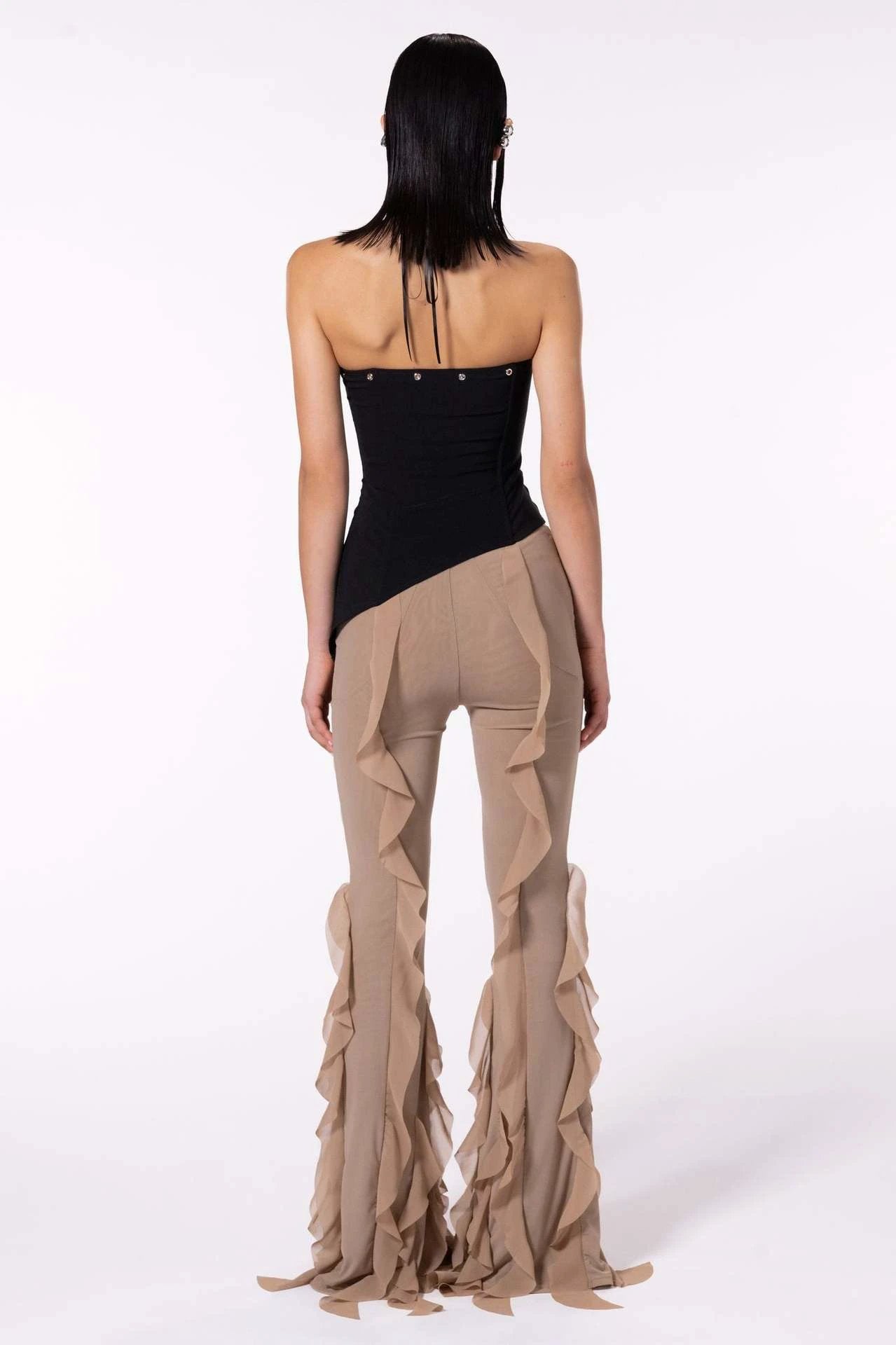 Ear Flying Pants Slim-fit Micro Flared Pants Women by GJG Denim