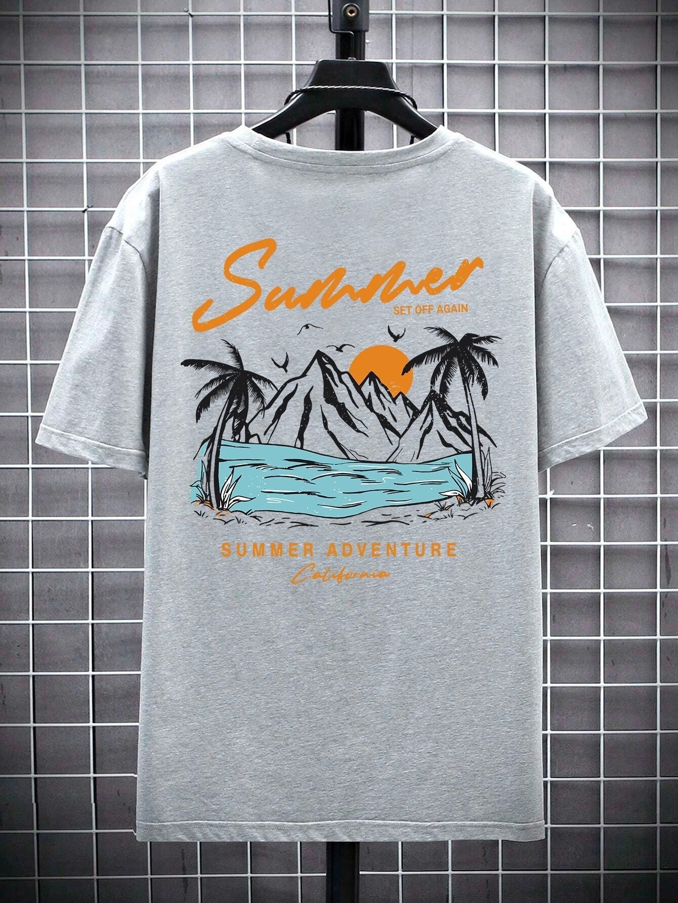 Summer Departure Adventure California Men's T-shirt Cotton Loose by GJG Denim