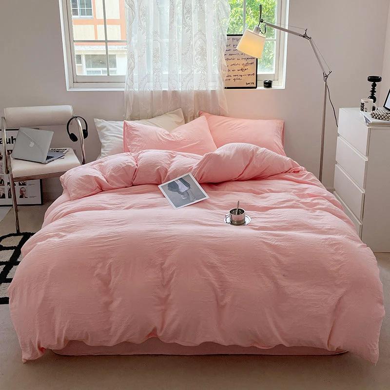 Solid Color Super Soft Washed Cotton Duvet Cover Four-piece Set by GJG Denim