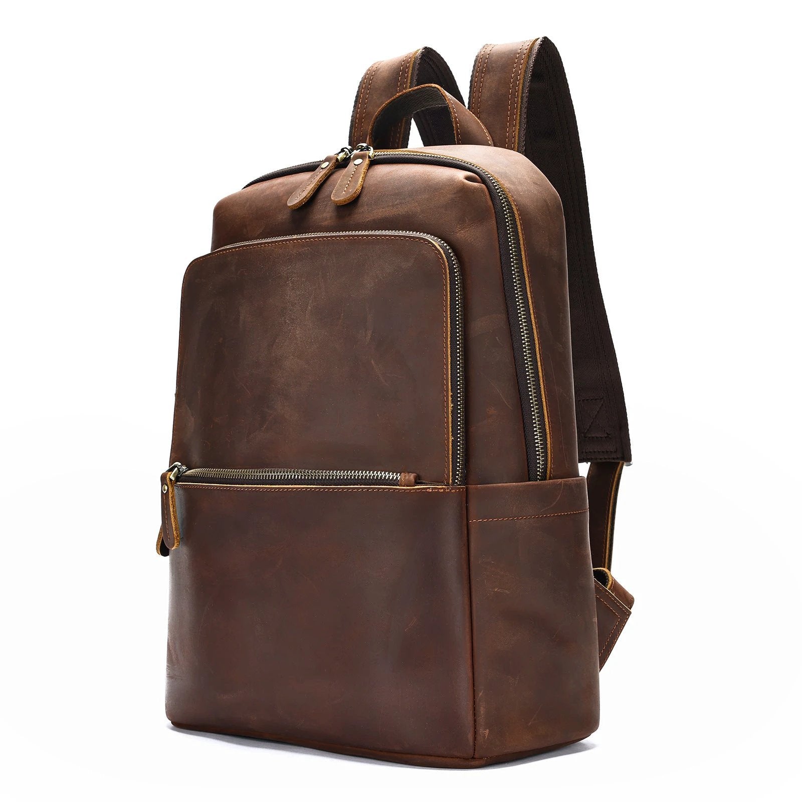 Men's Large Capacity Leather Backpack by GJG Denim