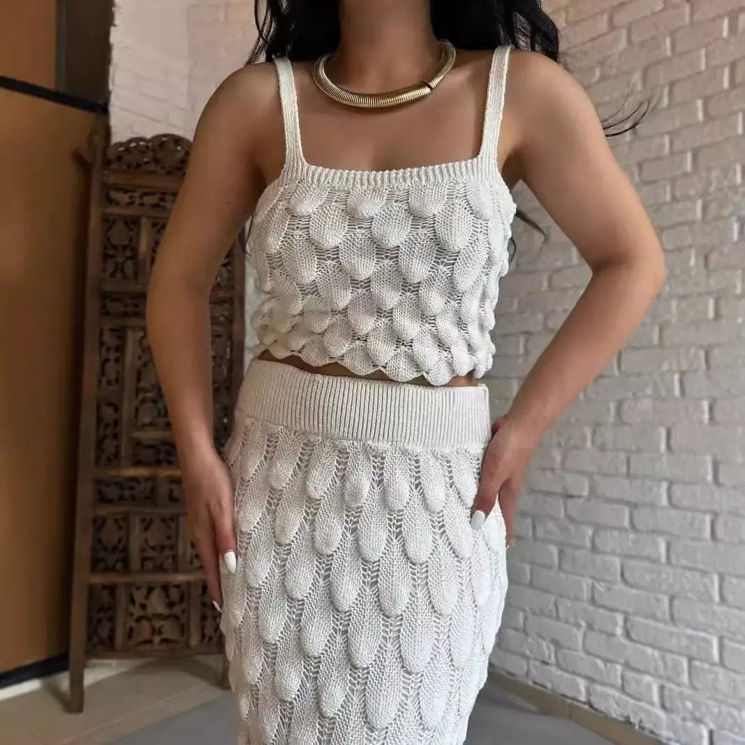Sling Scale Skirt Suit Sexy Navel Skirt Two-piece Set by GJG Denim