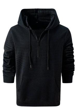 Men's Jacquard Solid-Color Casual Hoodie by GJG Denim