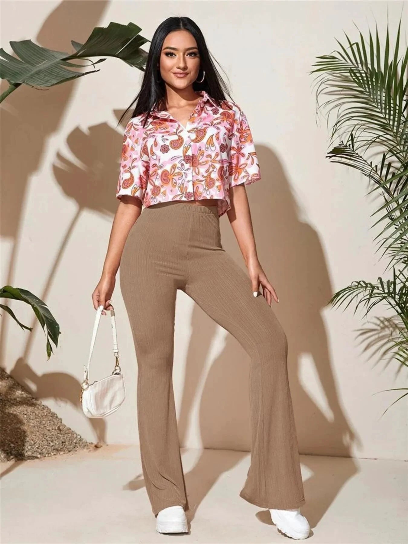 Full Size High-Waist Flare Active Pants Plus Size by Lady Ros
