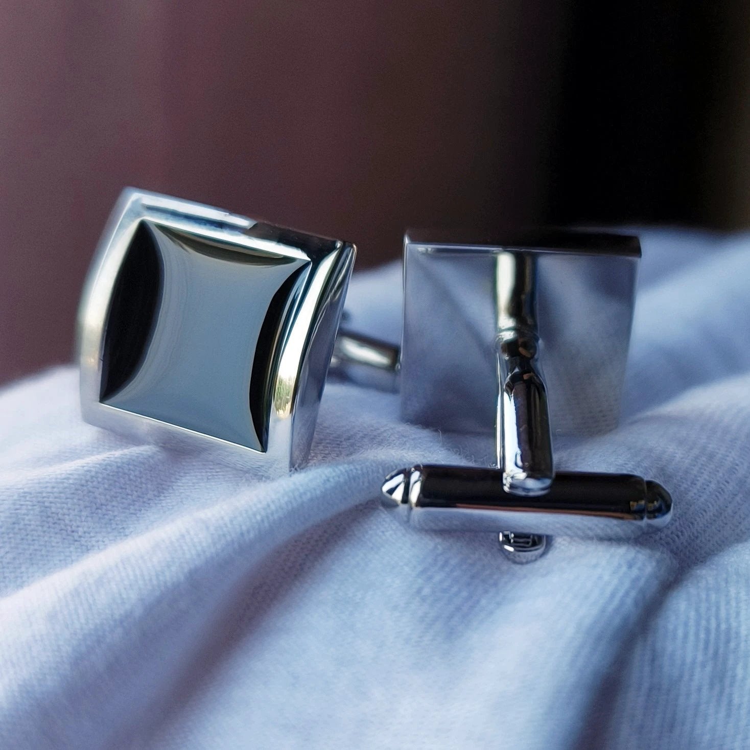 Classic Black Square Cufflinks For Men by GJG Denim