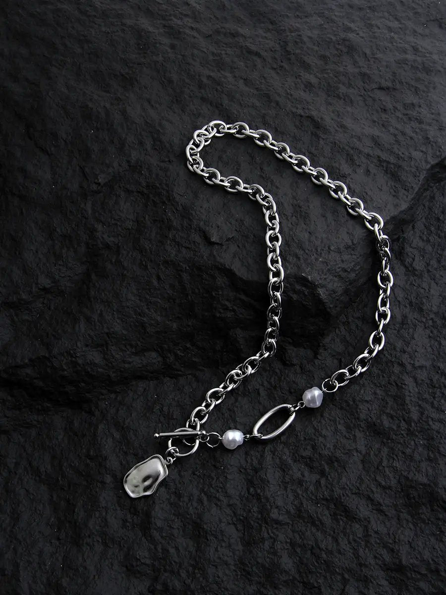 Splicing Necklace With Irregular Shape Necklace For Men by GJG Denim
