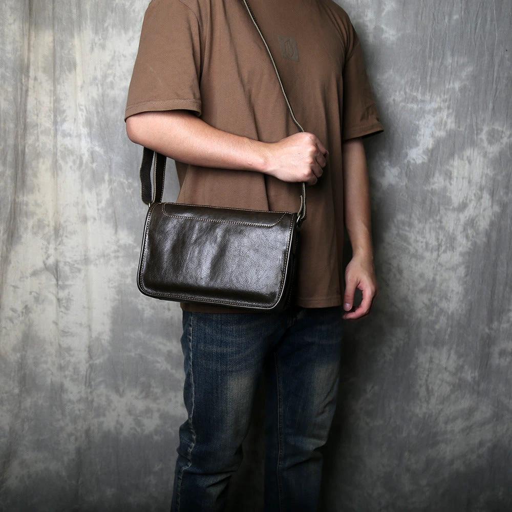 Men's Genuine Leather Crossbody Shoulder Bag Handmade by GJG Denim