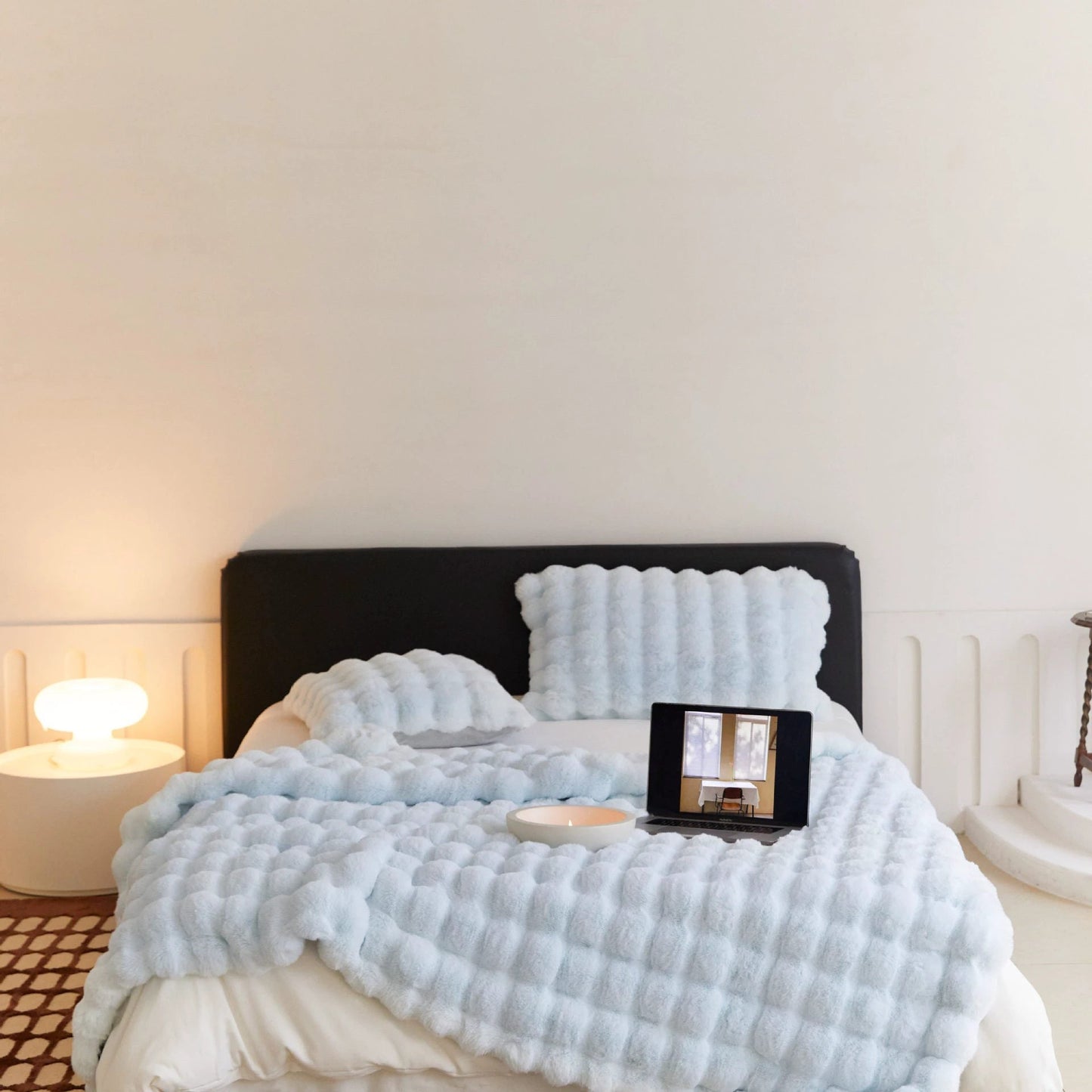 Rabbit Bubble Velvet Thickened Nap Blanket by GJG Denim