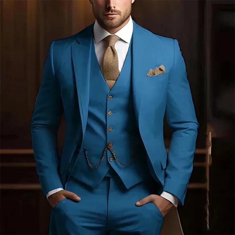 Men's High-grade Gentleman Temperament Slim Three-piece Suit by GJG Denim