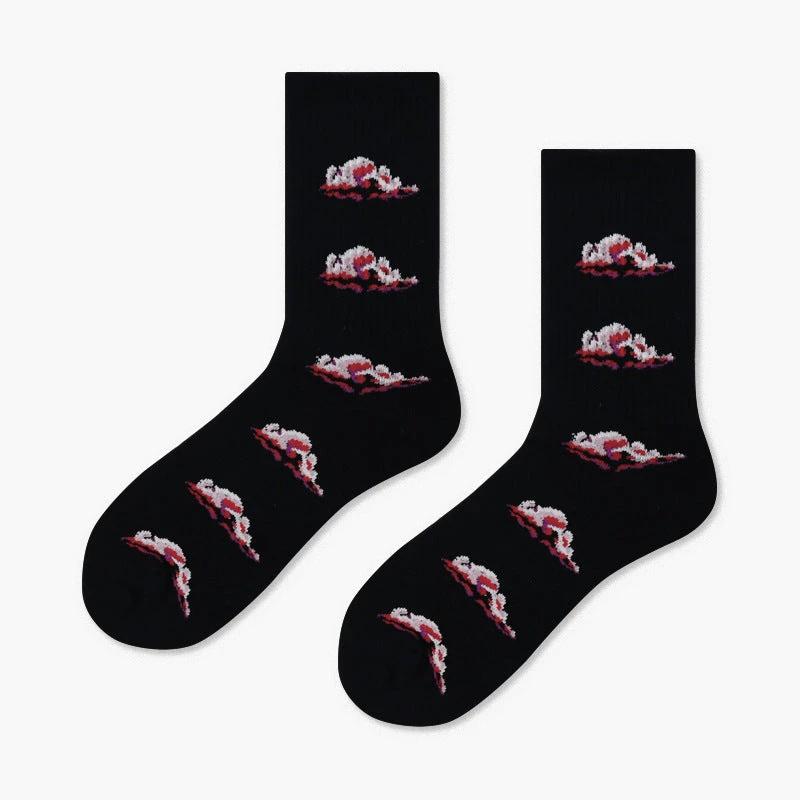 Men's Creative And Minimalist Printed Casual Breathable Mid Length Socks by GJG Denim