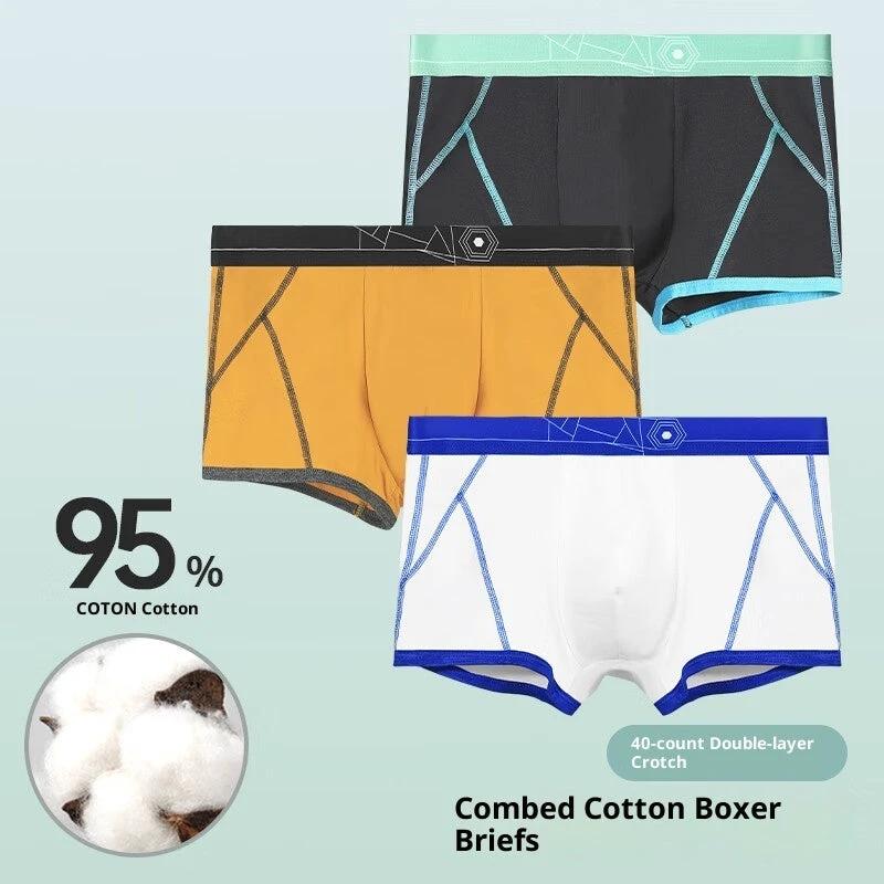 Men's Pure Cotton Comfortable Boxer Briefs With Stripe Print by GJG Denim