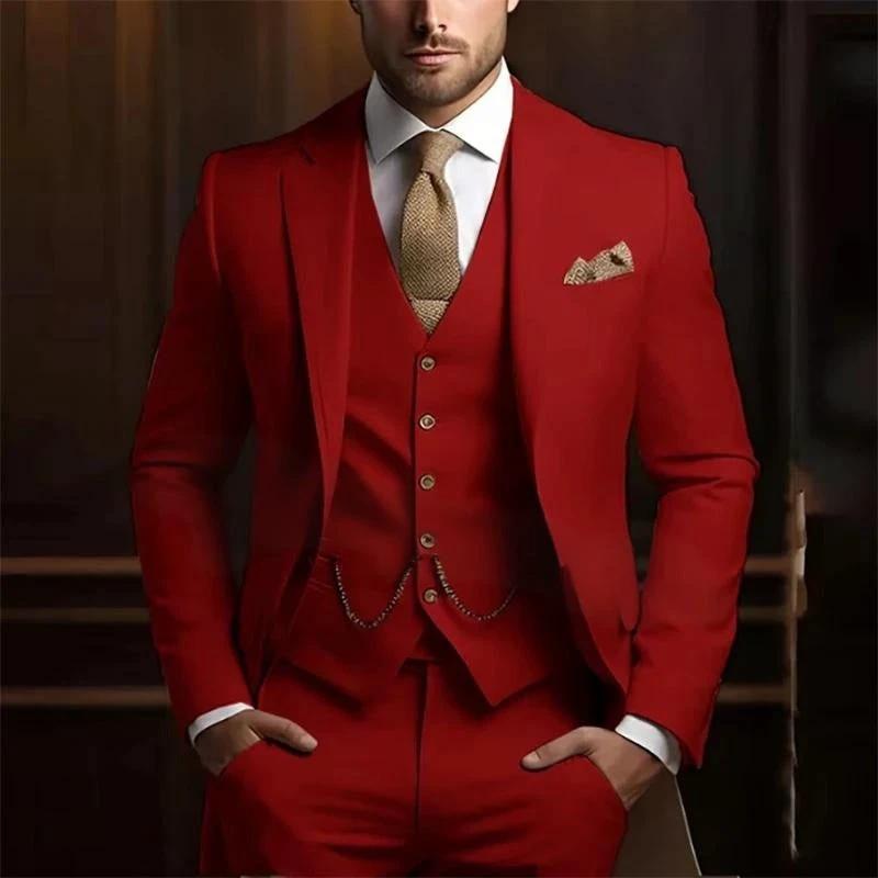 Men's High-grade Gentleman Temperament Slim Three-piece Suit by GJG Denim