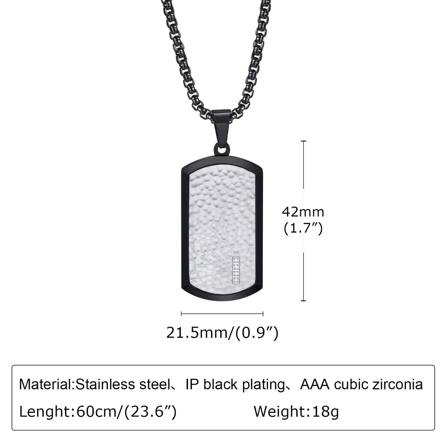 Men's Geometric Square Military-Style Hammered Pendant Necklace by GJG Denim