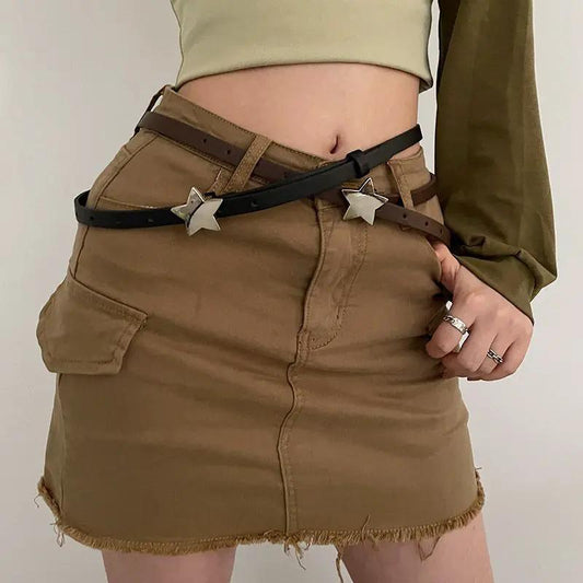 Womens Decorative Small Leather Fashionable Narrow Waist Belt by GJG Denim