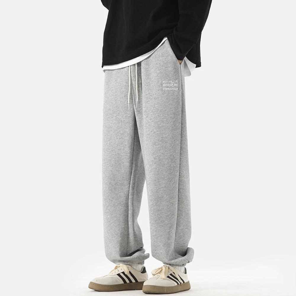 Men's Simple Digital Embroidery Loose Sports Sweatpants by GJG Denim