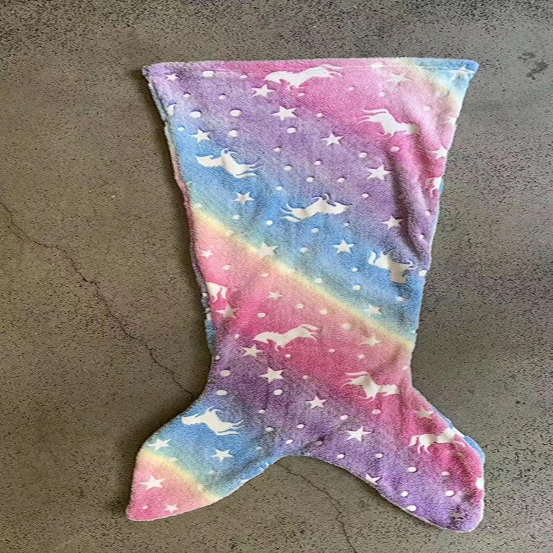 Children's Mermaid Luminous Sleeping Bag Double-sided Blanket Sleeping Quilt by GJG Denim