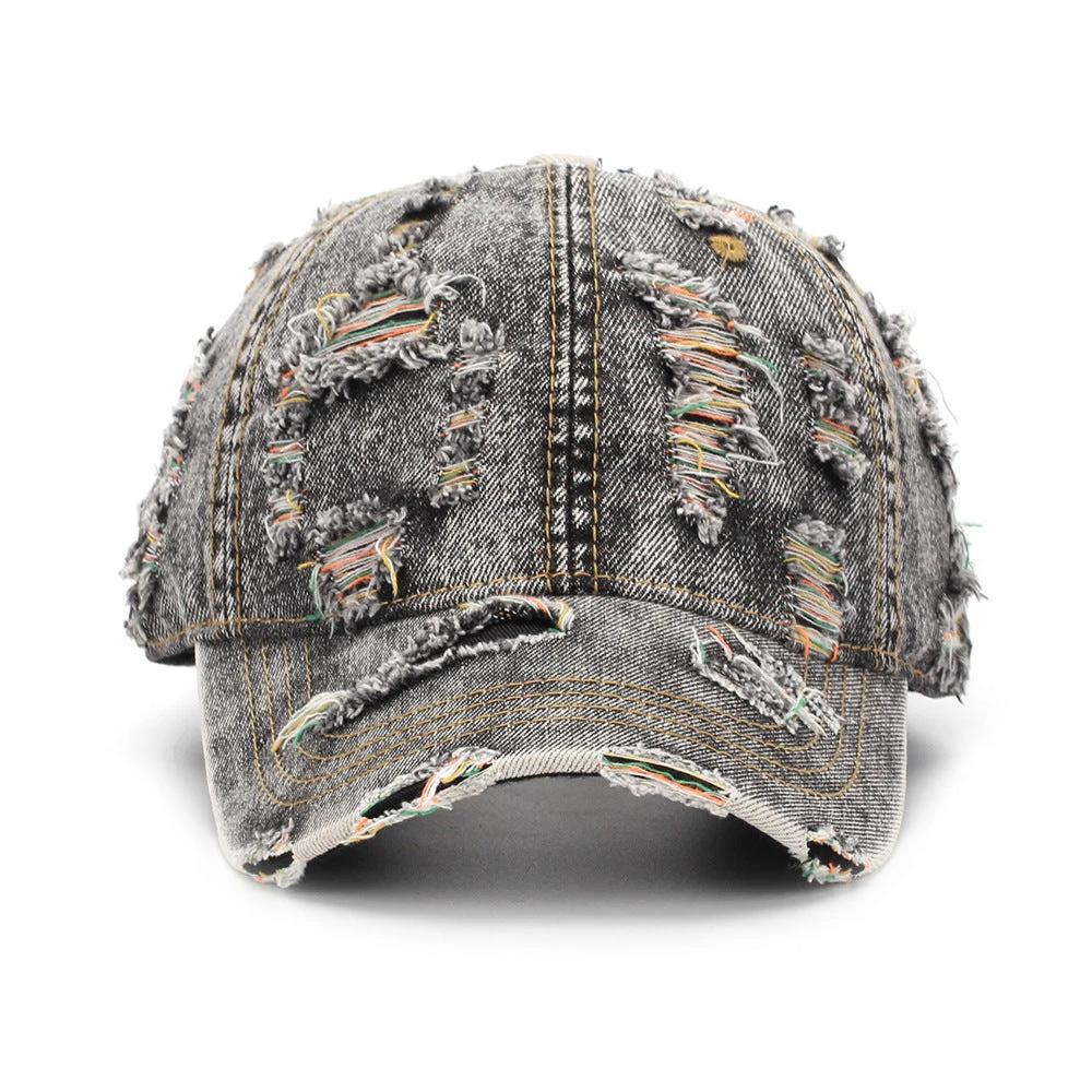 Ripped-line Letter Sun Hat Casual And Versatile by GJG Denim