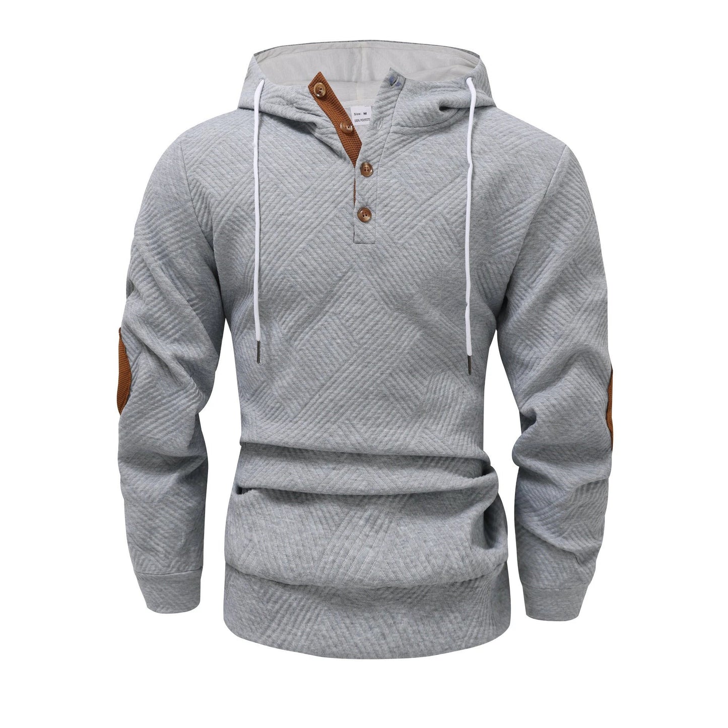 Men's Solid Color Loose Jacquard Hooded Sweater by GJG Denim