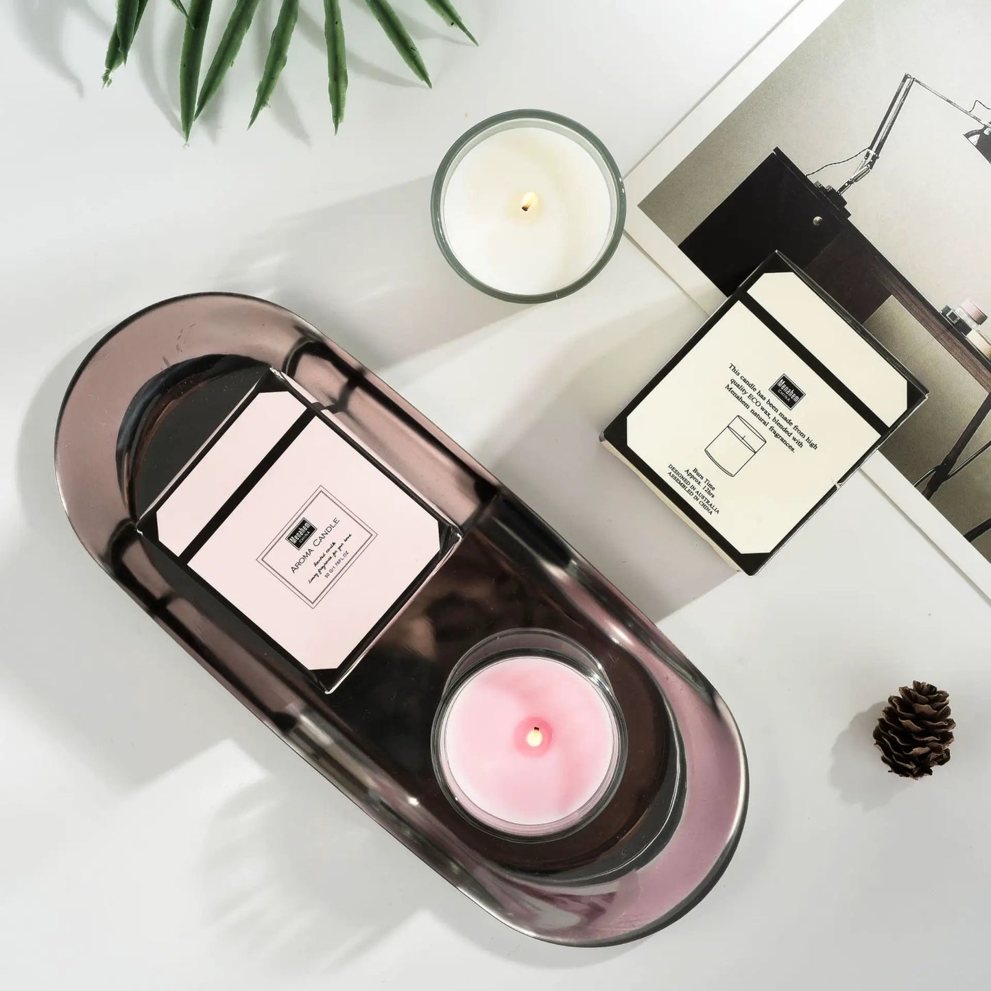 Plant Candles Aromatherapy Glass Romantic Fragrance by GJG Denim