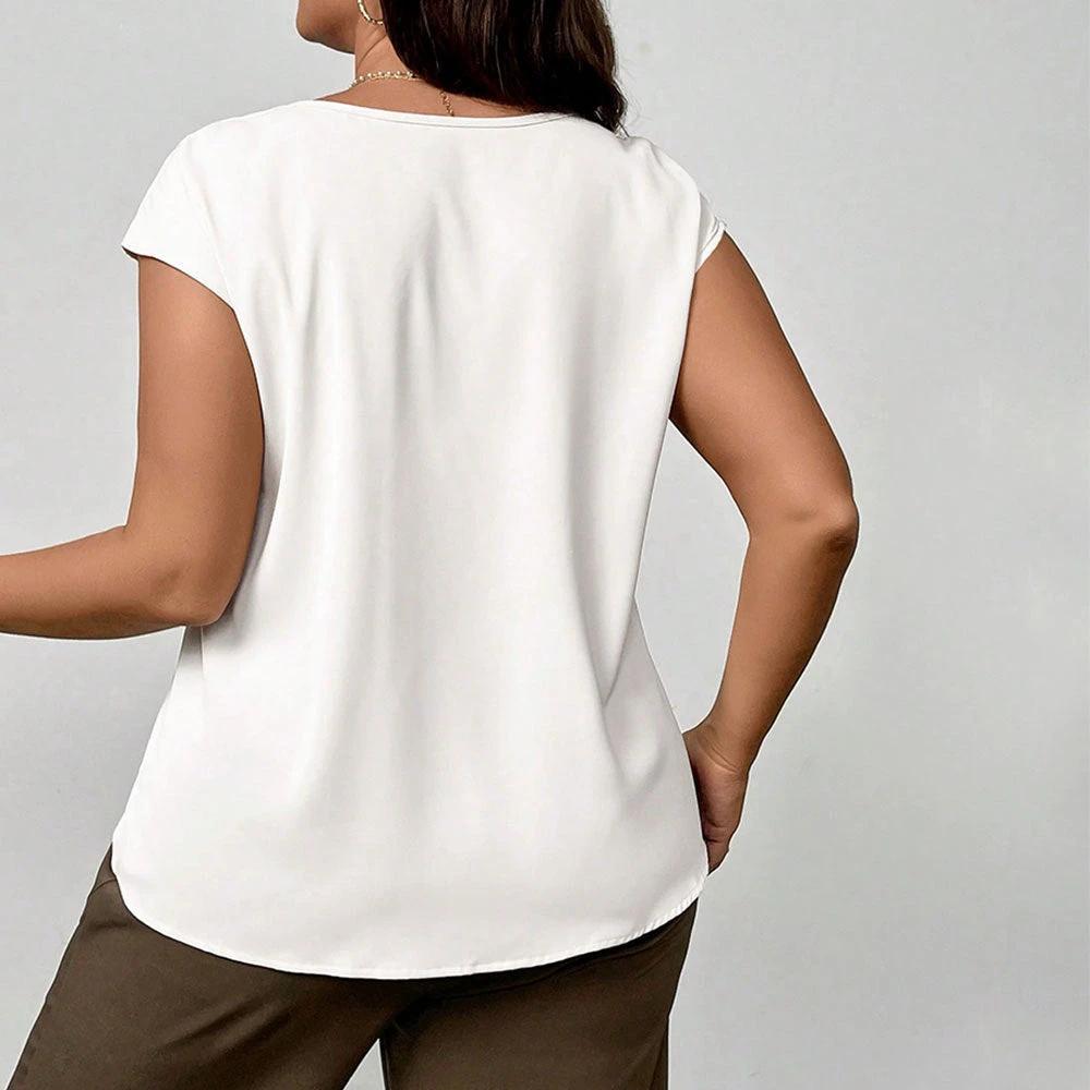 Plus Size Simple Younger Fashion Slimming Solid Color Top by GJG Denim