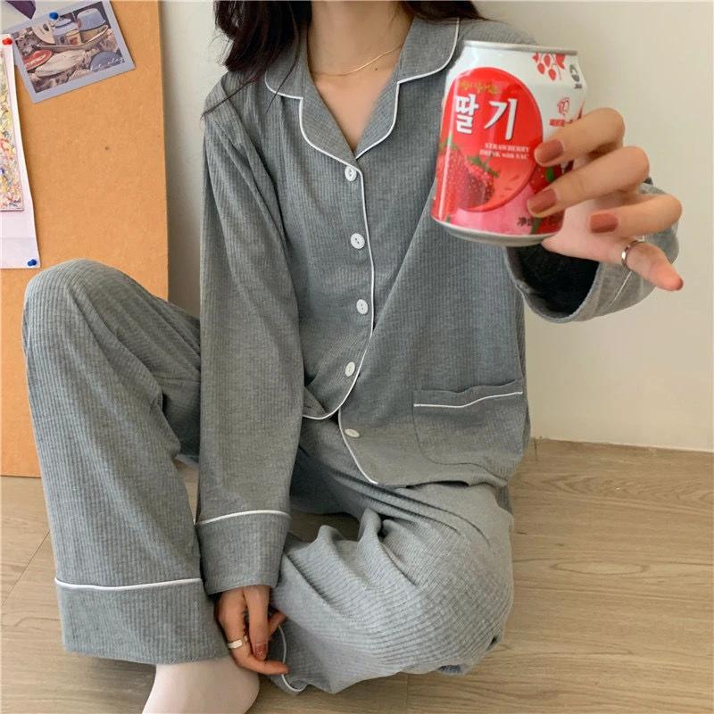 Japanese Pajamas Women Ins Sweet And Simple Homewear Suit by GJG Denim
