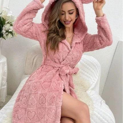 Bathrobe Night-robe Love Flannel Sweet Cute by GJG Denim