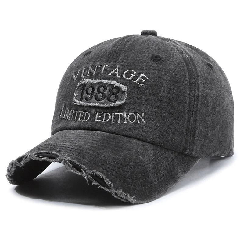 Men's Retro Old Ripped Letter Embroidered Baseball Cap by GJG Denim