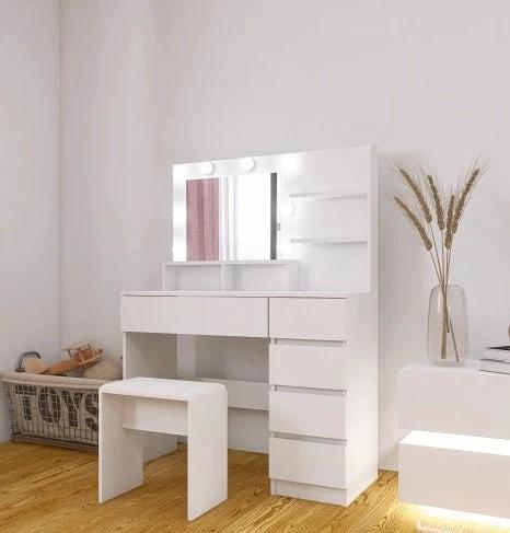 Makeup Vanity Desk Set With Mirror & Light by GJG Denim
