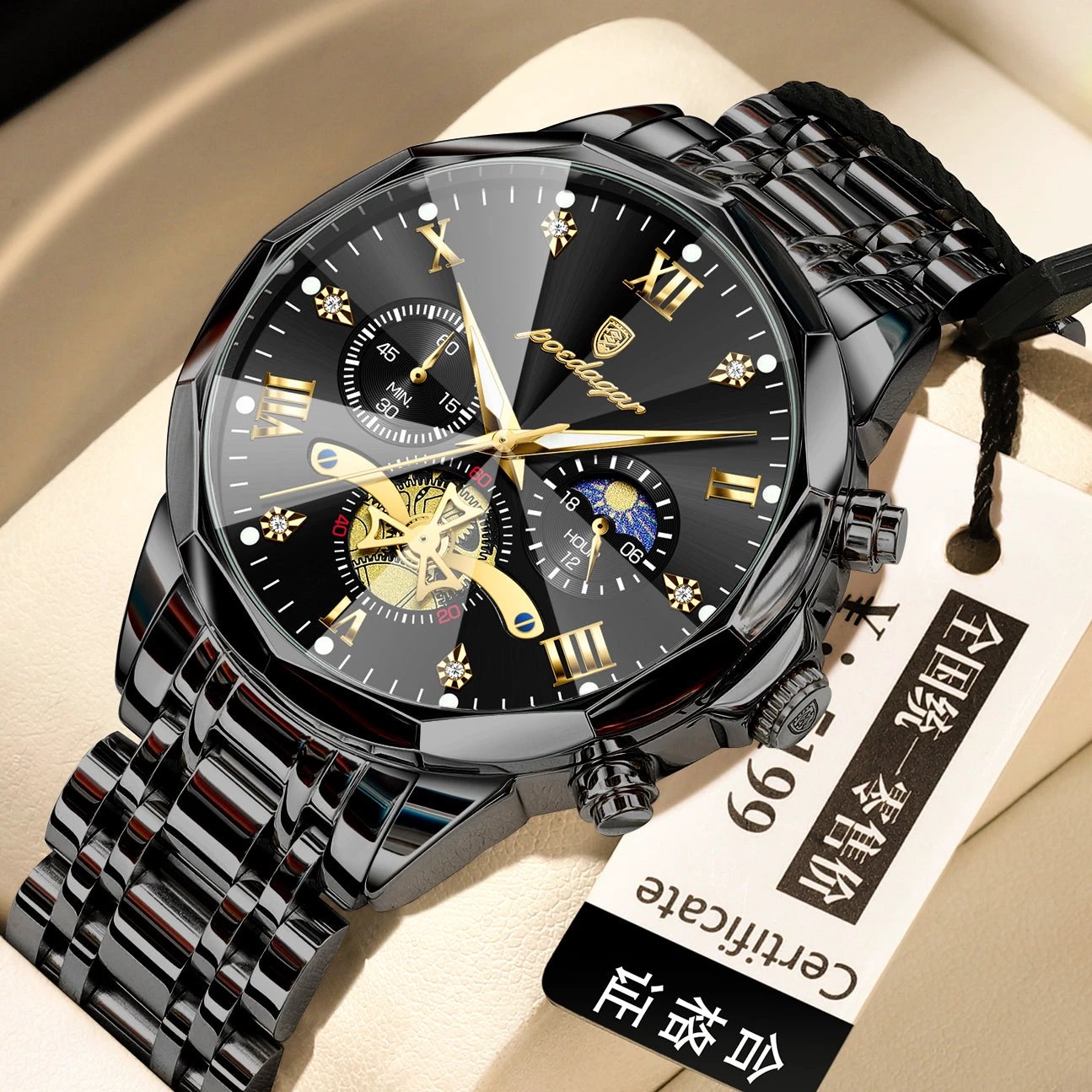 Waterproof Multifunctional Trendy High-end Luminous Men's Quartz Watch by GJG Denim