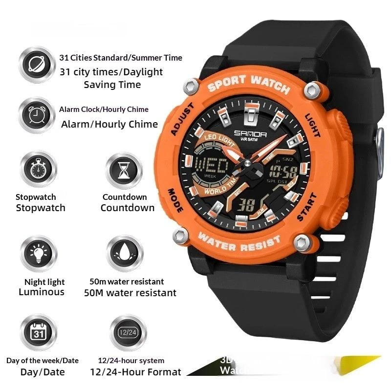 Men's Dual-display Luminous Chronograph Watch For Hiking by GJG Denim