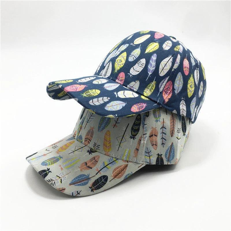 Women's Fashion Leaf Print Baseball Cap by GJG Denim