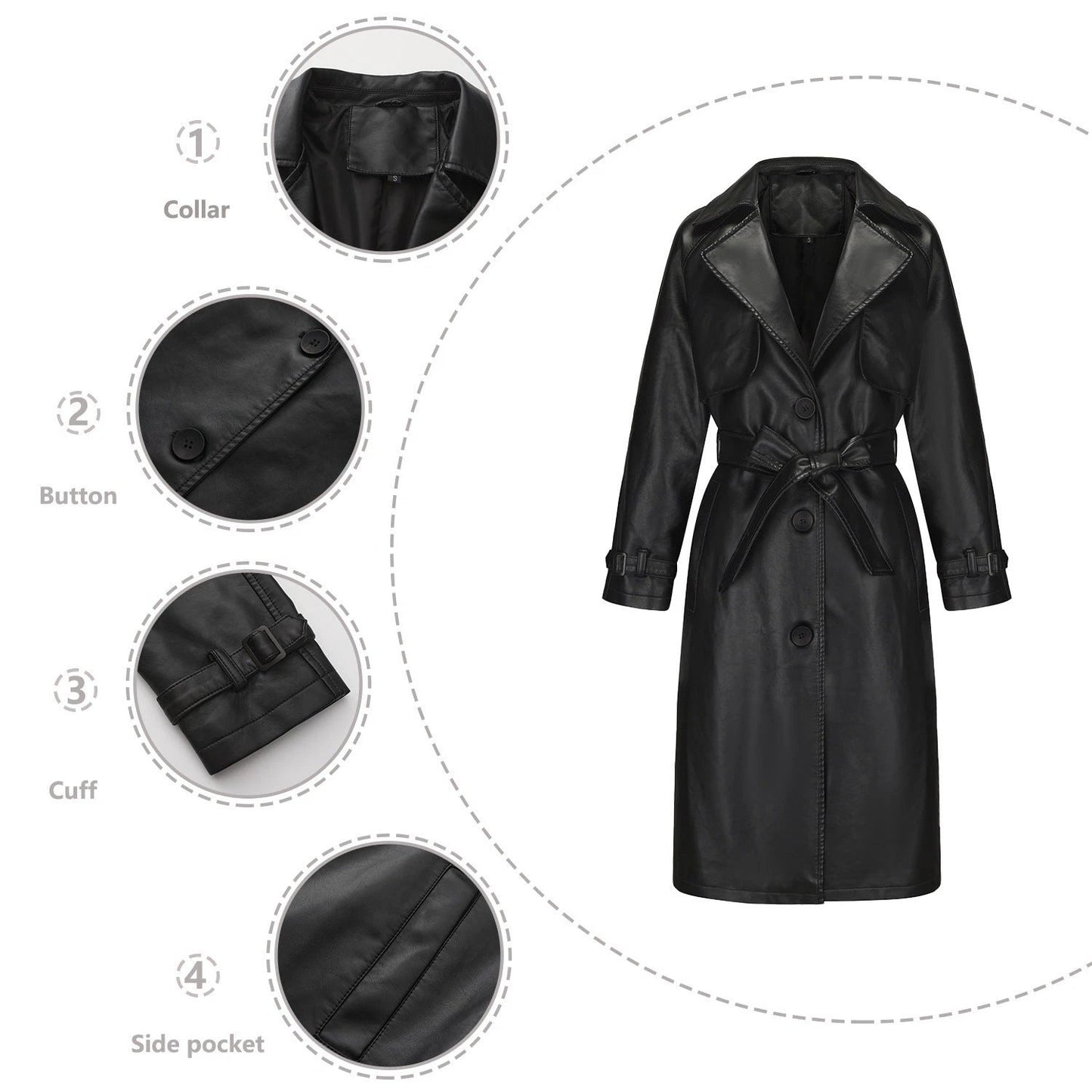 SpringAutumn Womens Trench Coat Long Loose Jacket by GJG Denim