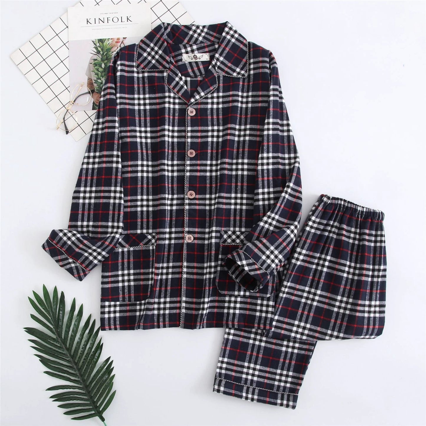 Men's Warm Cloth Flannel Pajama Set by GJG Denim