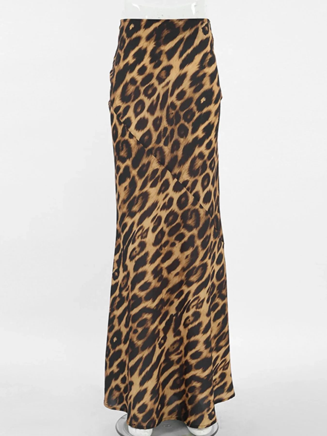 Leopard Print High Waist Flare Maxi Skirt by Lady Ros