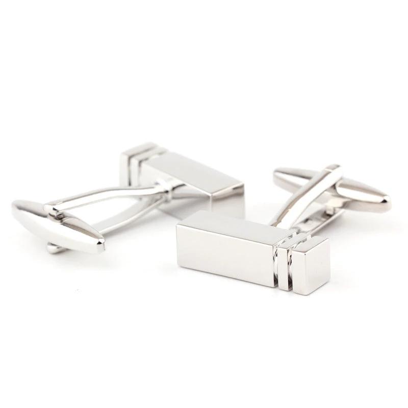Rectangular Glossy Metal Cufflinks For Men by GJG Denim