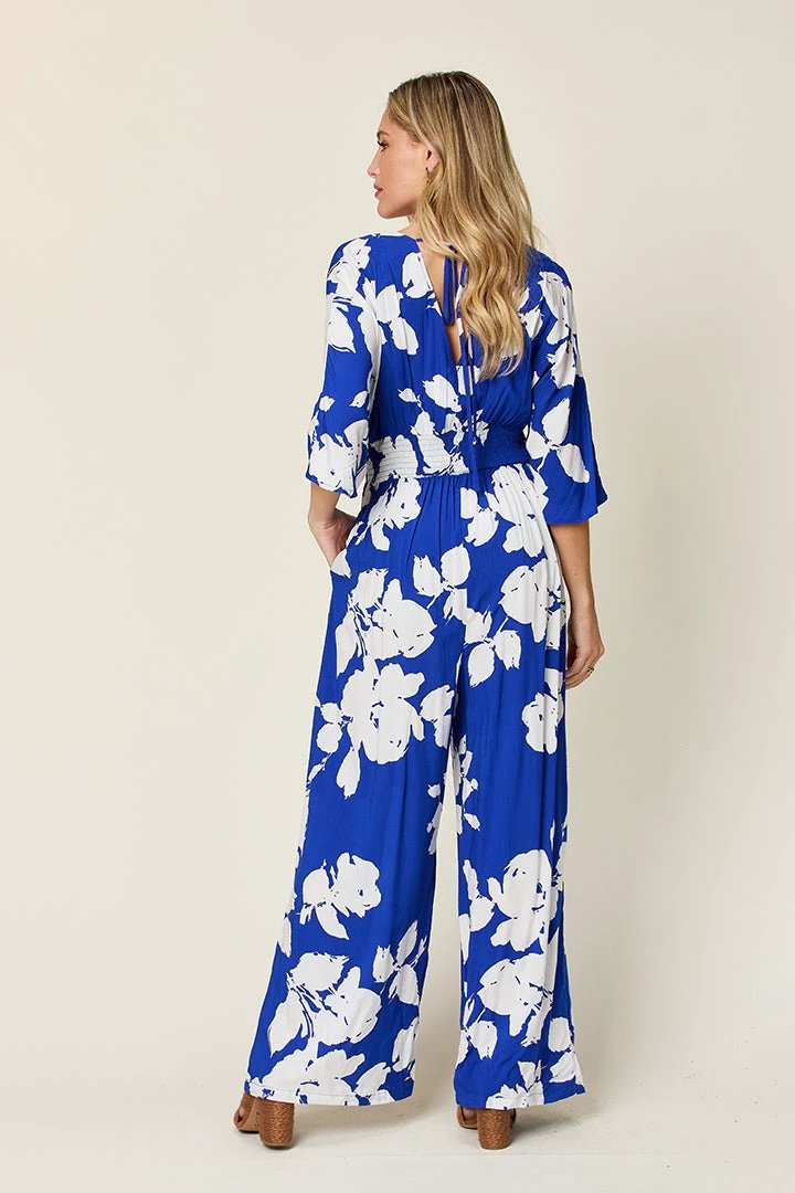 Printed Tie-Back Wide-Leg Jumpsuit by Lady Ros