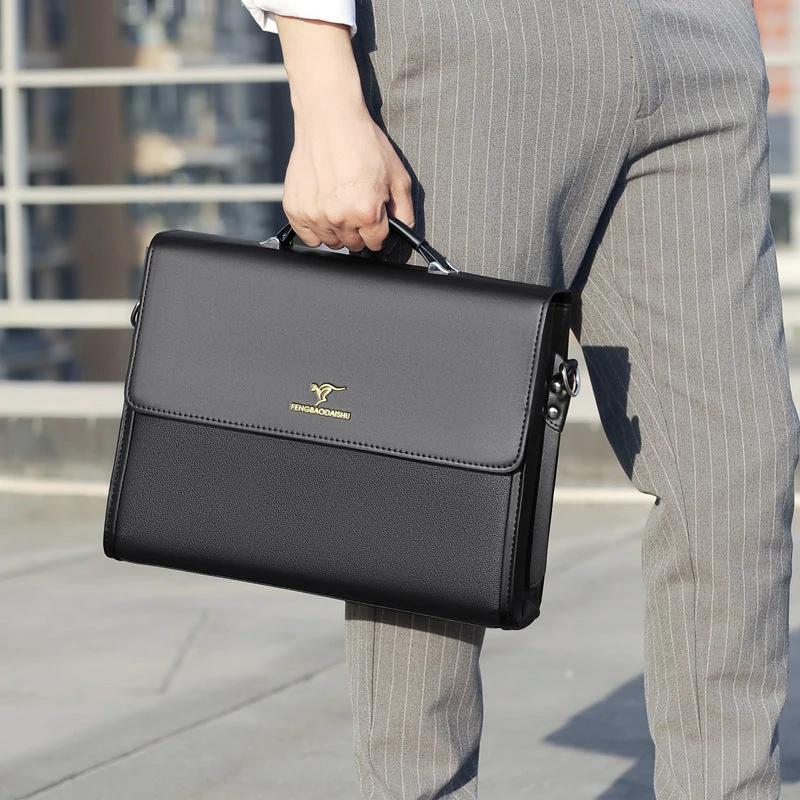 Men's Horizontal Leather Briefcase by GJG Denim