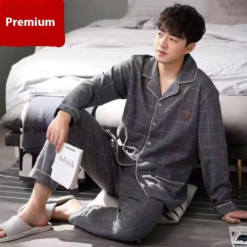 Men's Cotton Long-sleeved Pajamas by GJG Denim