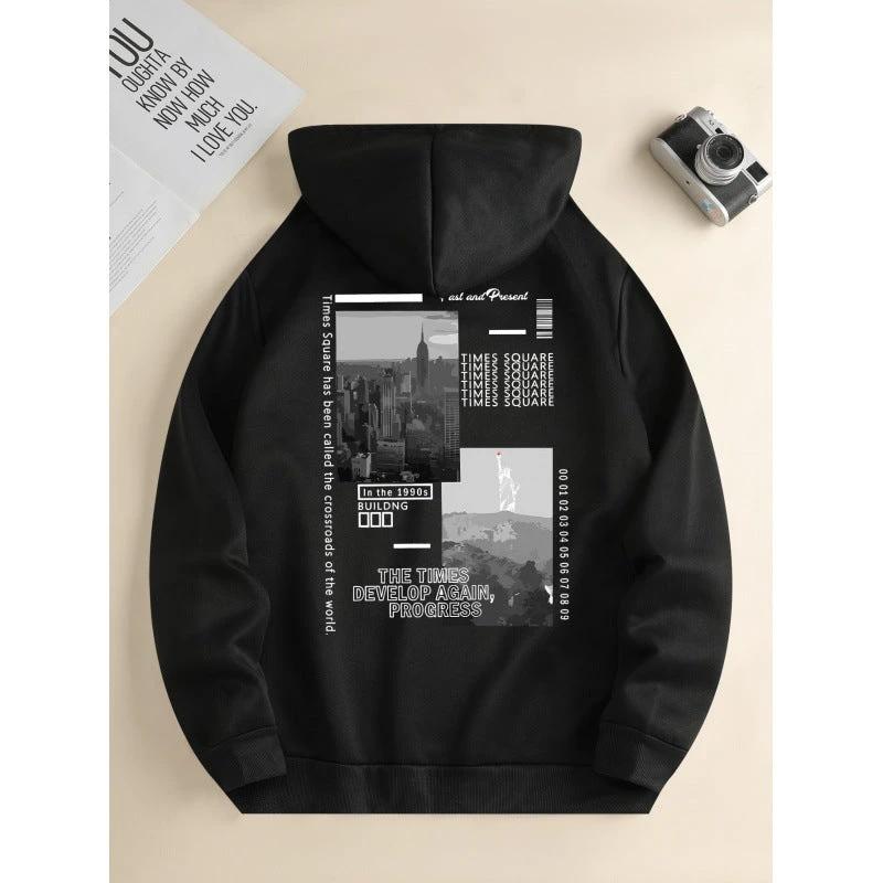 Men's Fashion Hooded Casual Daily Drawstring Sweater by GJG Denim